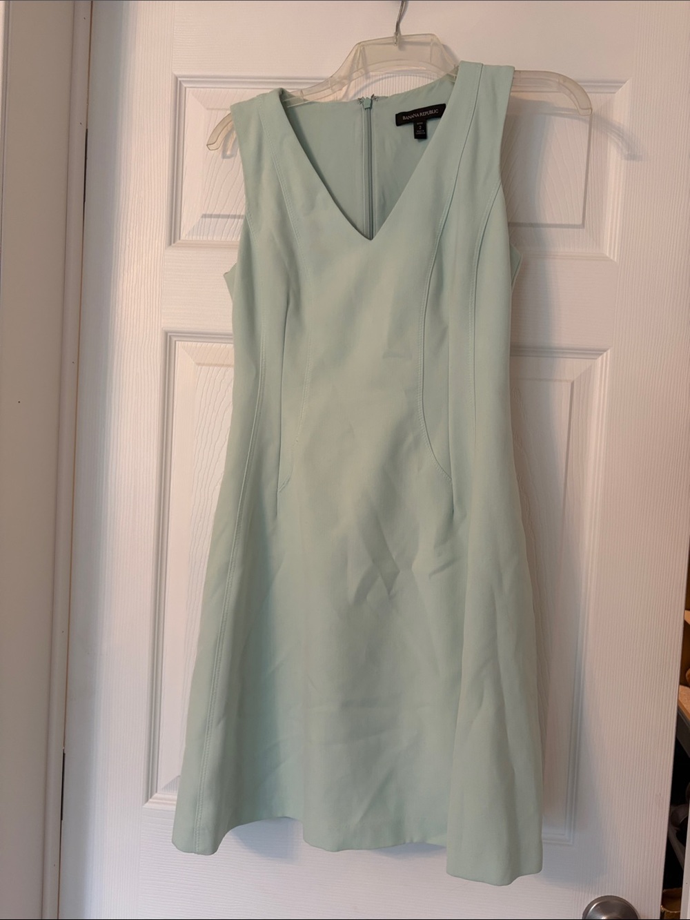 Mint Green V-Neck Sleeveless A-Line Dress
